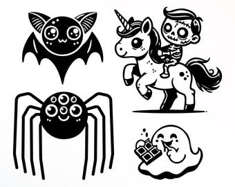 Bundle Plotterdatei Halloween SVG PNG Halloween Motiv Clipart Halloween Spinne svg selbst drucken Silhouette Plotter Halloween Fledermaus svg’s