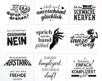Deutsche Sprüche SVG PNG Shopping Zitate Bundle Plotterdatei witzige Sprüche svg selbst drucken Silhouette Plotter svg’s german saying