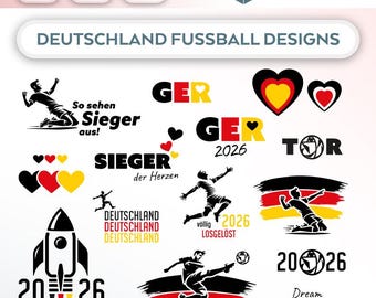 Bundle Plotterdatei Fußball WM SVG PNG Deutsche Schneidedatei Clipart Fußball 2026 selbst drucken Silhouette Plotter wm 2026 svg’s fussball