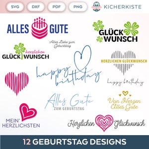 Bundle Plotterdatei Geburtstag SVG PNG Deutsche Schneidedatei Clipart für T-Shirt Geburtstag selbst drucken Silhouette Plotter svg’s