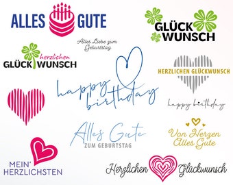 Bundle Plotterdatei Geburtstag SVG PNG Deutsche Schneidedatei Clipart für T-Shirt Geburtstag selbst drucken Silhouette Plotter svg’s