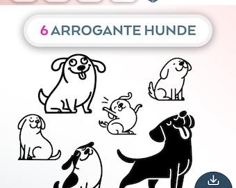 Bundle Plotterdatei Hunde SVG PNG Deutsche Schneidedatei Clipart für T-Shirt 6 arrogante Hunde zum selbst drucken Silhouette Plotter svg’s