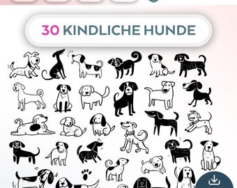 Bundle Plotterdatei Hunde SVG PNG DXF Schneidedatei Clipart plotter file süße hunde Kinderzimmer selbst drucken Silhouette Plotter dog svg’s