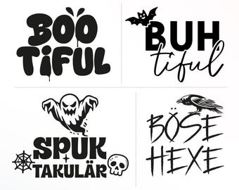 Bundle Plotterdatei Halloween Sprüche deutsch SVG PNG Halloween motive svg selbst drucken Silhouette halloween Plotter deutsch svg’s vector