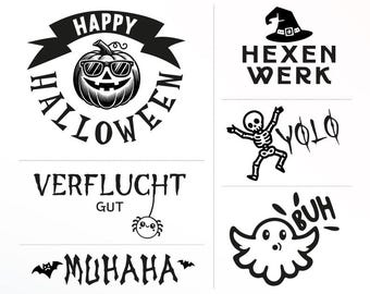 Bundle Plotterdatei Halloween Sprüche SVG PNG Halloween spruche svg selbst drucken Silhouette halloween Plotter halloween deutsch svg’s