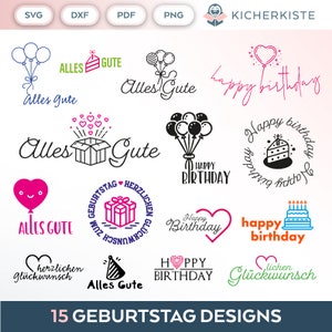Bundle Plotterdatei Geburtstag SVG PNG Deutsche Schneidedatei Clipart für T-Shirt Geburtstag selbst drucken Silhouette Plotter svg’s