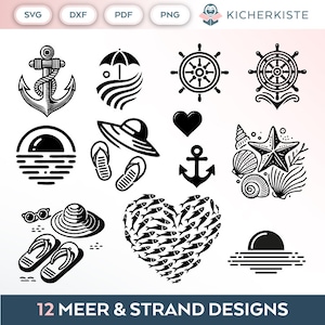 Plotterdatei Sommer am Meer SVG PNG Deutsche Schneidedatei Clipart Anker Sommer Meer selbst drucken Silhouette Plotter svg’s Meer Sommer