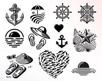 Plotterdatei Sommer am Meer SVG PNG Deutsche Schneidedatei Clipart Anker Sommer Meer selbst drucken Silhouette Plotter svg’s Meer Sommer