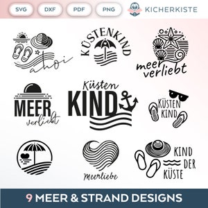Plotterdatei Küstenkind Meer SVG PNG Deutsche Schneidedatei Clipart Meer Sommer selbst drucken Silhouette Plotter svg’s ahoi Meerliebe