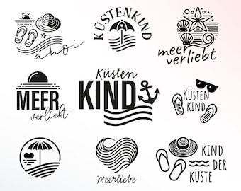 Plotterdatei Küstenkind Meer SVG PNG Deutsche Schneidedatei Clipart Meer Sommer selbst drucken Silhouette Plotter svg’s ahoi Meerliebe