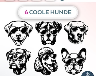 Bundle Plotterdatei Hunde SVG PNG Deutsche Schneidedatei Clipart für T-Shirt coole Hunde zum selbst drucken Silhouette Plotter dog svg’s