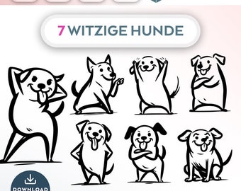 Bundle Plotterdatei Hunde SVG PNG Deutsche Schneidedatei Clipart für T-Shirt witzige Hunde zum selbst drucken Silhouette Plotter dog svg’s