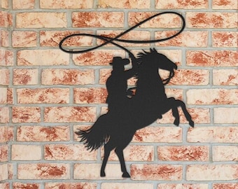 Cowboy Metal Wall Art, Metal Western Bar Sign, Rodeo Sign, Cowboy Gifts for Him, Rodeo Decor, Horse Lover Gift, Metal Horse Wall Art