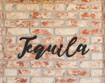 Panneau Décoratif Métal Tequila Bar Sign - Personnalisable, Style Rustique - Neuf, Fait Main Aux États-Unis