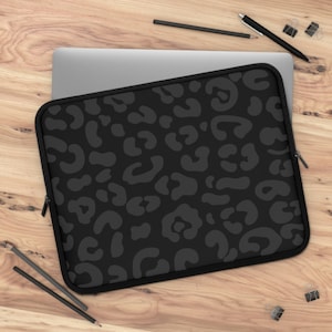 15 inch Laptop Sleeve Leopard Print, Black Leopard Laptop Sleeve, 17 inch Laptop Sleeve Leopard,Leopard Laptop Case,Tablet Soft Case Leopard