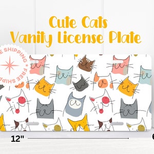 Cat License Plate for Cat Lover, Cute Cat Vanity License Plate, Front Car Plate, Car Accessory for Women Front License Plate Cat Mom Gift