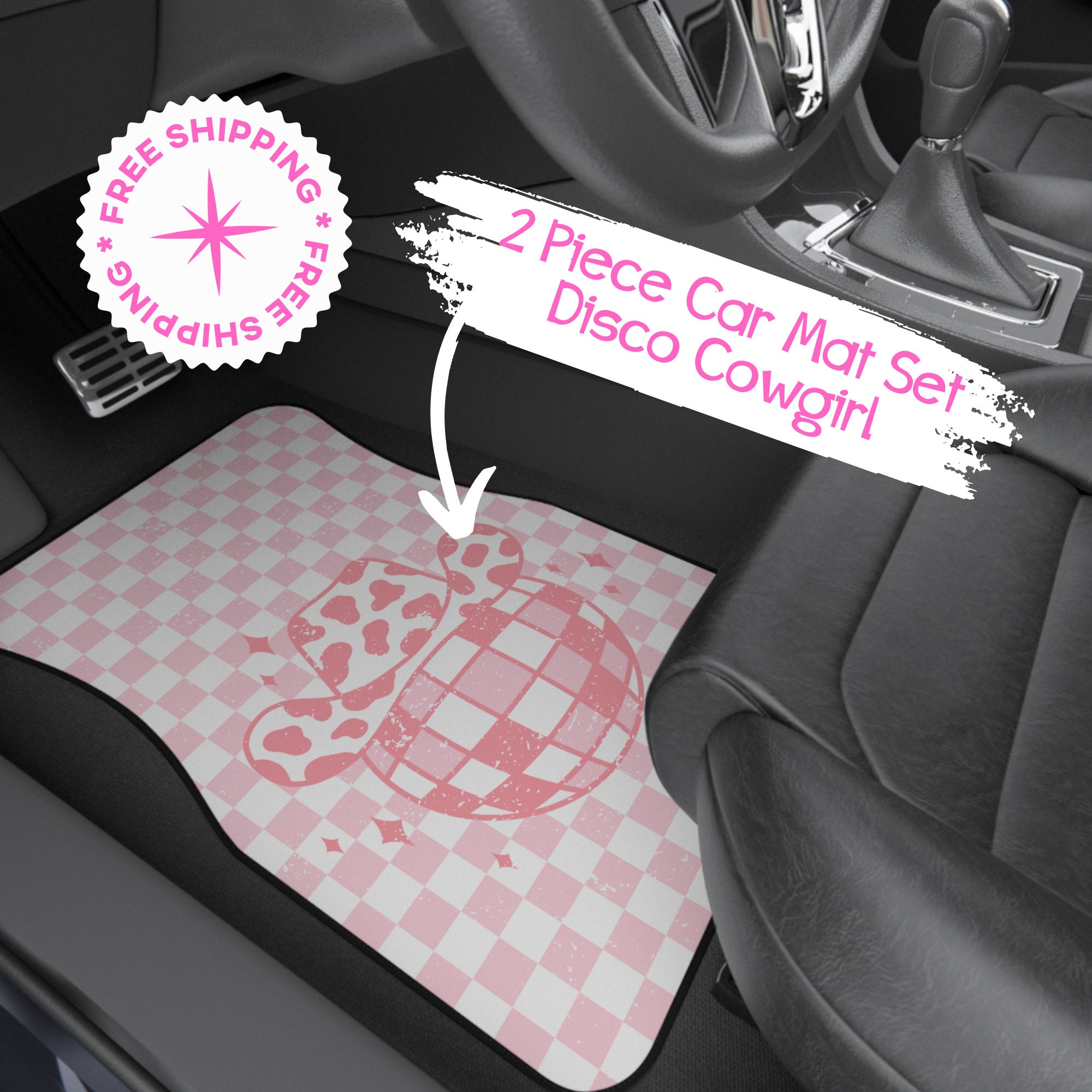 Strawberry Car Floor Mats, 1pc Pink Car Accessories for Girly Car