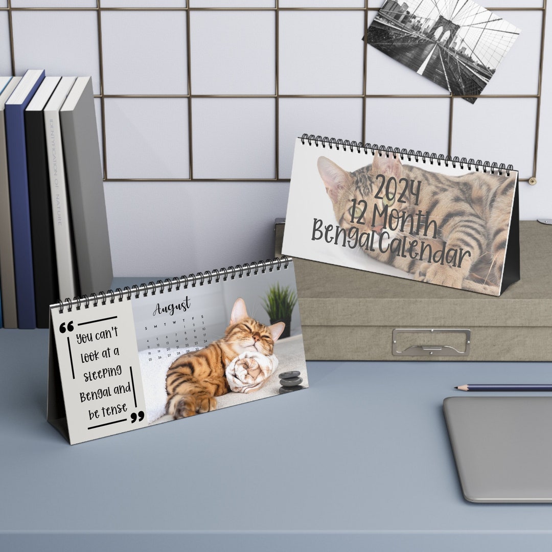 Bengal Cat Desk Calendar 2024, Cat Quotes, Bengal Cat Lover Gift