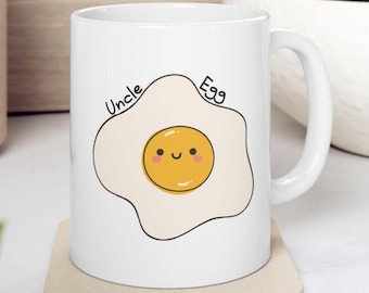 Egg Coffee Mug Personalized Kawaii Gift for Egg Lover Funny Breakfast Food Tea Cup Sunnyside Up Fried Egg Design