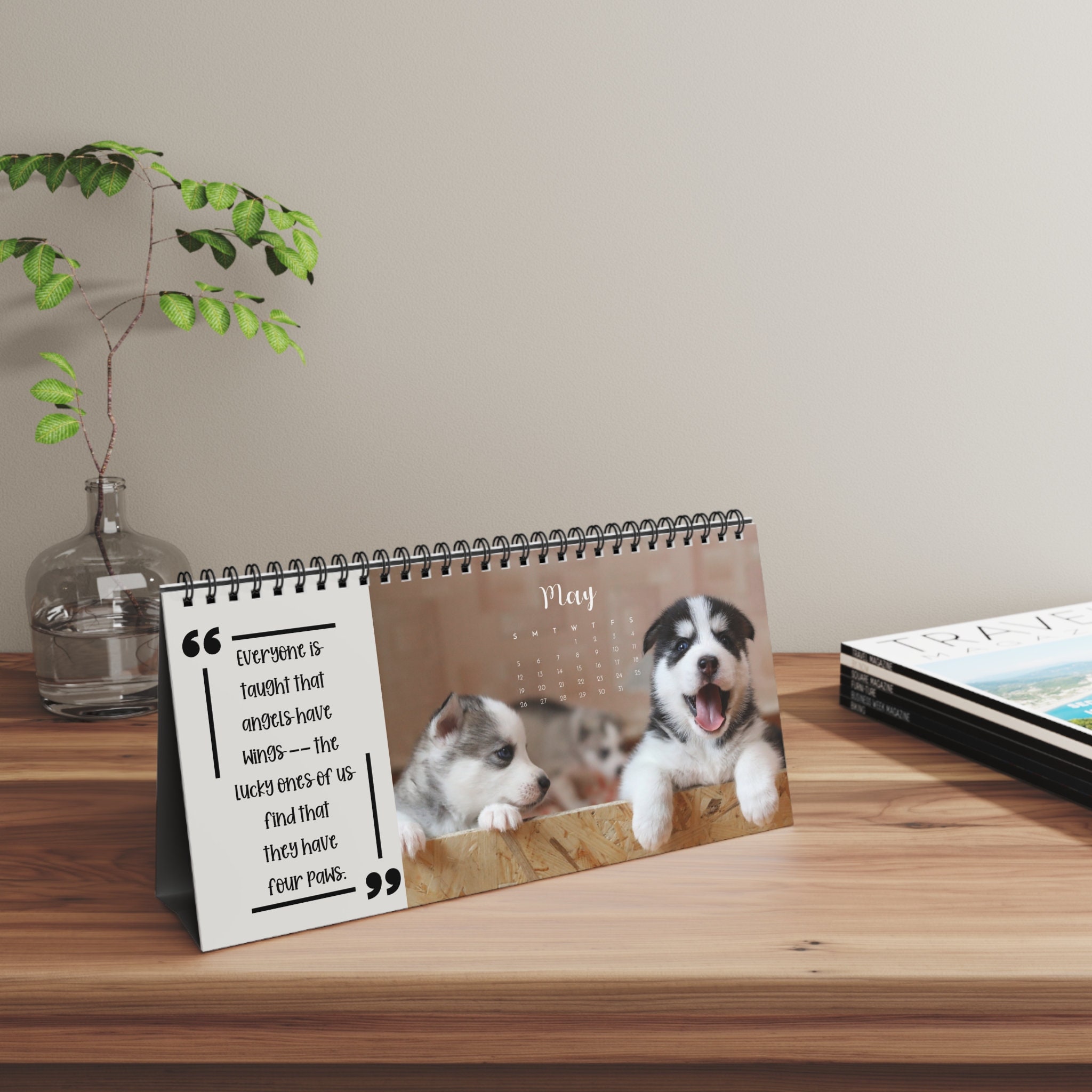 Desk Calendar Dog Quotes, Puppy Desk Calendar 2024 Gift for Dog Lover