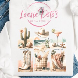 Coastal Cowgirl PNG Coquette Cowgirl Sublimation Design Beach PNG Sweatshirt Instant Digital Download Country Girl Tshirt DTF Design File