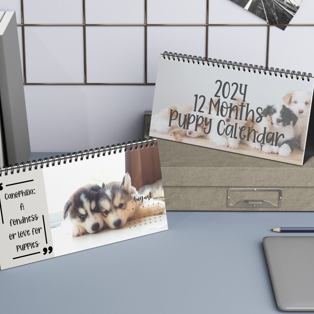 Desk Calendar Dog Quotes, Puppy Desk Calendar 2024 Gift for Dog Lover