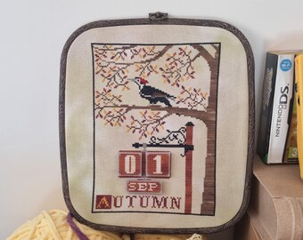 Bird Calendar - Autumn, Cross Stitch Pattern