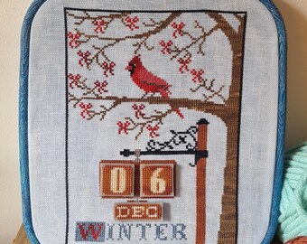 Bird Calendar - Winter, Cross Stitch Pattern