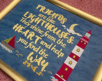 Lighthouse Quote Cross Stitch Pattern ENG/DE