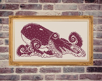 Octopus Cross Stitch Pattern Monocolour