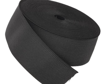 1in, 1.5 in, 2in, or 5in Commercial Grade Elastic Knitted Black Double Sided Various Widths and Yards