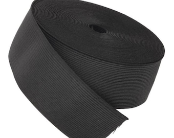 1in, 1.5 In, 2in, or 5in Commercial Grade Elastic Knitted Black Double  Sided Various Widths and Yards 