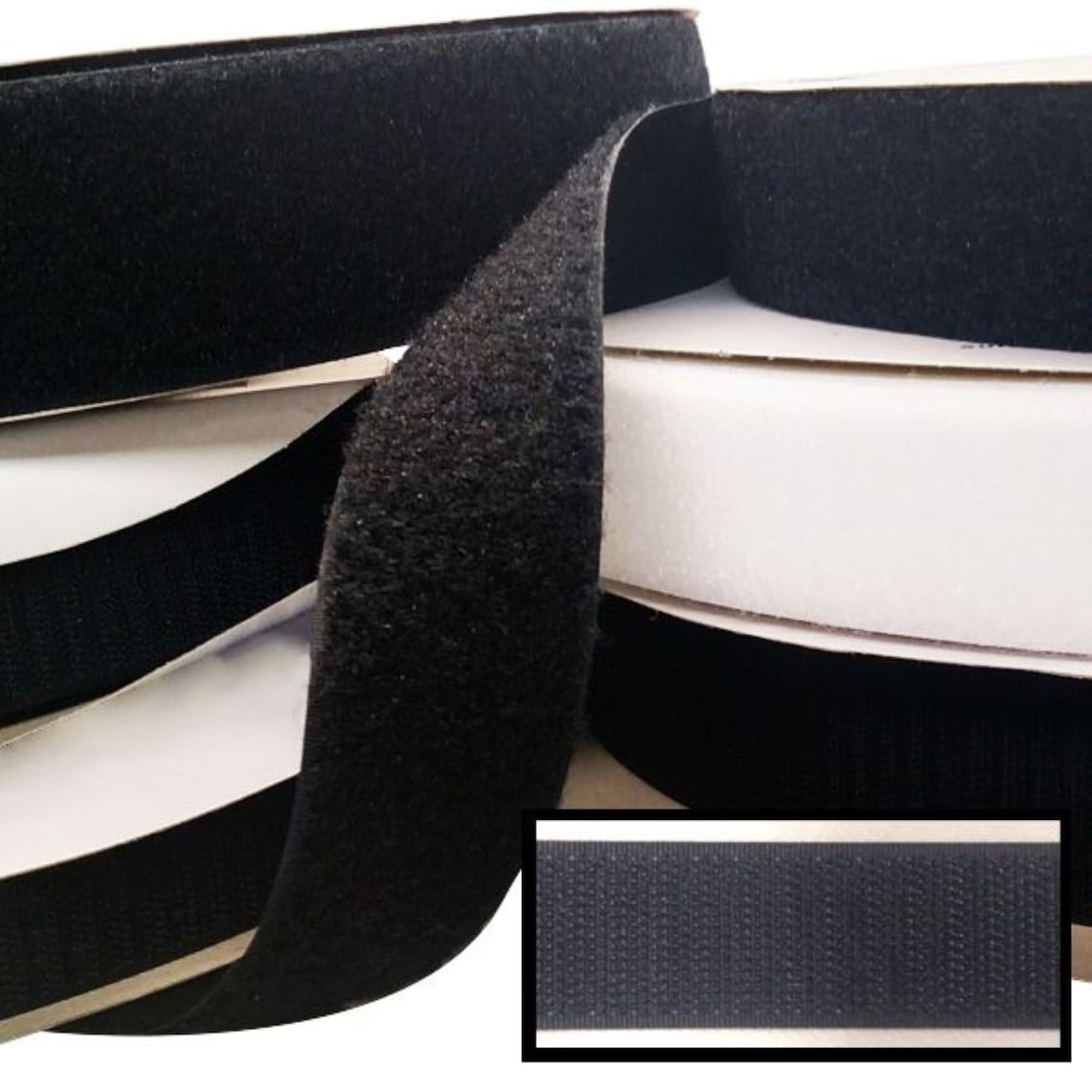 1in 1.5in 2in 3in & 4in Black Sew on Hook and Loop Tape Set Etsy