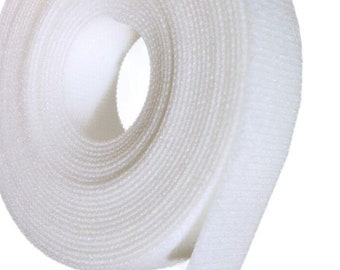 1in, 2in & 4in White Sew on Hook Tape Side Only Nylon Fabric Non-Adhesive Fastener Interlocking Tape for Products Varied Lengths