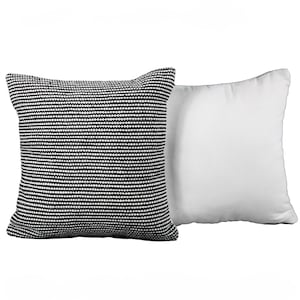 Southern Textiles Decorative Throw Pillow Black and White Stripped Textured Modern Pillow Interior Design-2pk
