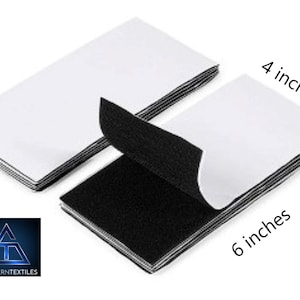 May include: A pack of white adhesive-backed hook and loop fasteners, also known as Velcro. The pack contains 10 pieces, each measuring 4 inches by 6 inches.