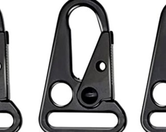Southern Textiles 1in Heavy Duty HK Snap Hooks Black Metal Sling Clip Hooks Snap Spring Hooks Attach Webbing Keychain Rings Carrying Tools