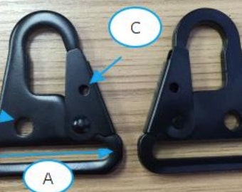 Southern Textiles 1.5in Heavy Duty HK Snap Hooks Black Metal Sling Clip Hooks Snap Spring Hooks Attach Webbing Keychain Rings Carrying Tools