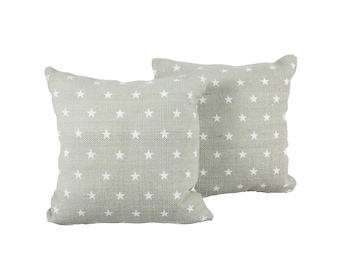 Southern Textiles Decorative Throw Pillow Gray with White Stars Stuffed Modern Pillow Interior Design-2pk