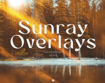 40 Sunray Overlays | Photoshop Sunlight Overlays, Photoshop Overlay Sunset, Sunflare Overlay, Real Sun Overlays Light Leaks, Sunlight