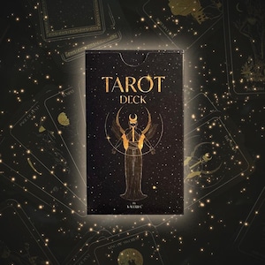 Gold Foil and Black Tarot Cards, Spiritual, Meditation, Large Tarot Deck, Custom Tarot Deck With Guide Book