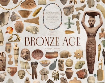 Bronze Age Ancient Clipart Scrapbooking Collage Creator, History PNG, Archaeology Clipart, Ancient Pottery, Sculpture, Museum Clipart