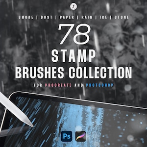 Procreate Stamp Brushes Bundle | Procreate Smoke, Procreate Rain, Procreate Stone, Procreate Ice, Procreate Paper Textures, Digital Brushes