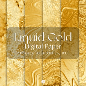 Liquid Gold Digital Paper | Melted Gold, Golden Textures, Golden Waves, Sparkling Gold Texture, Digital Download