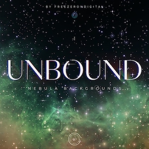 May include: A digital illustration of a nebula with stars, with the text "UNBOUND NEBULA BACKGROUNDS" in white letters.