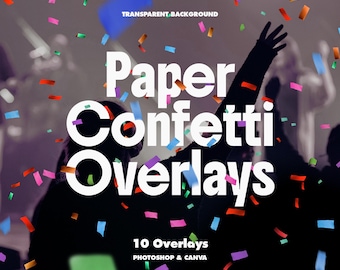Paper Confetti Overlay, PNG Digital Confetti, Celebration Texture, Clipart Glitter Confetti, Digital Overlays, Canva and Photoshop Overlays