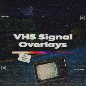 VHS Noise Signal, Animated and Static, Tape Overlay Textures, Casette Grain, Analog Distortion Premiere Finalcut Effect, Digital Paper