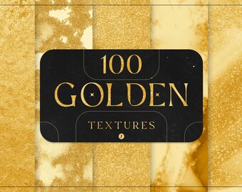 May include: A collage of 100 golden textures, featuring a variety of finishes, including metallic, glitter, and watercolor. The textures are arranged in a grid pattern and are perfect for adding a touch of luxury to any design project.
