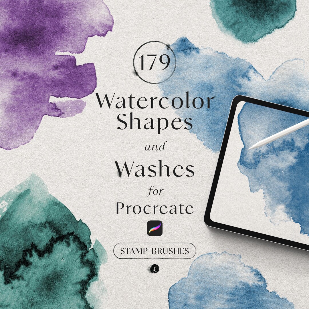 Watercolor Stamps Procreate Brushes | Watercolor Splashes and Washes ...