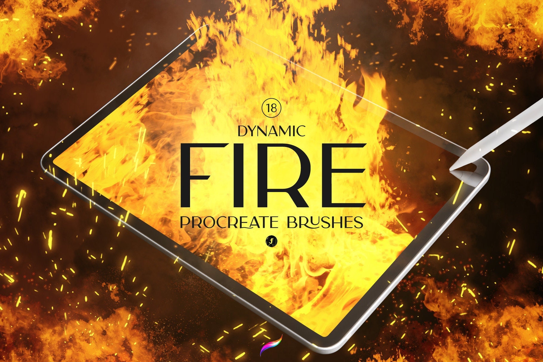 Pinceaux Procreate Feu | Flammes réalistes, fumée, étincelles et effets d’explosion